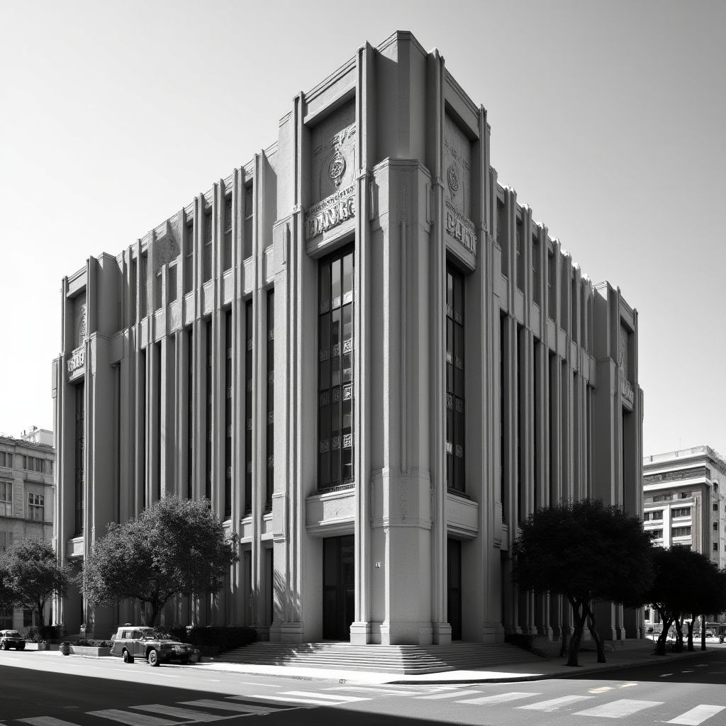 Edificio histórico del Banco Central en sus primeros años
