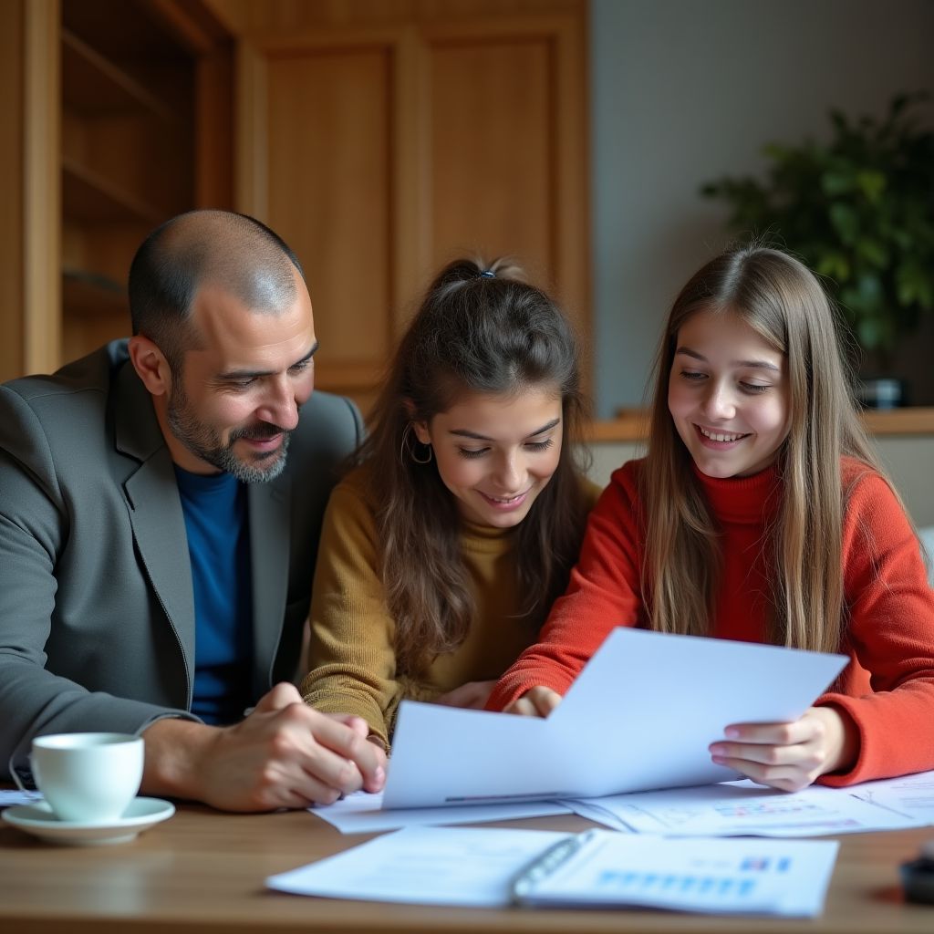 Familia gestionando finanzas hogareñas