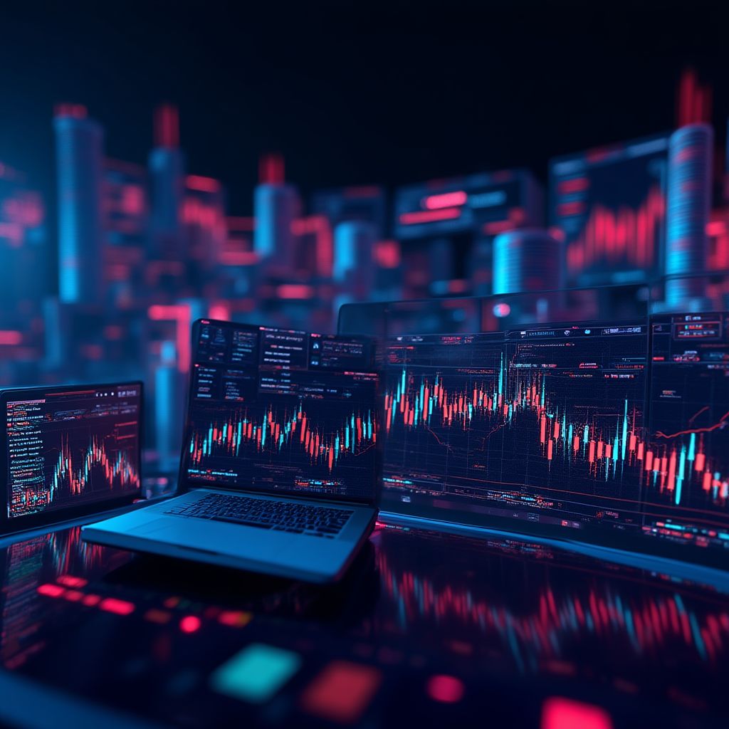 Gráficos de inversión en pantalla de computadora