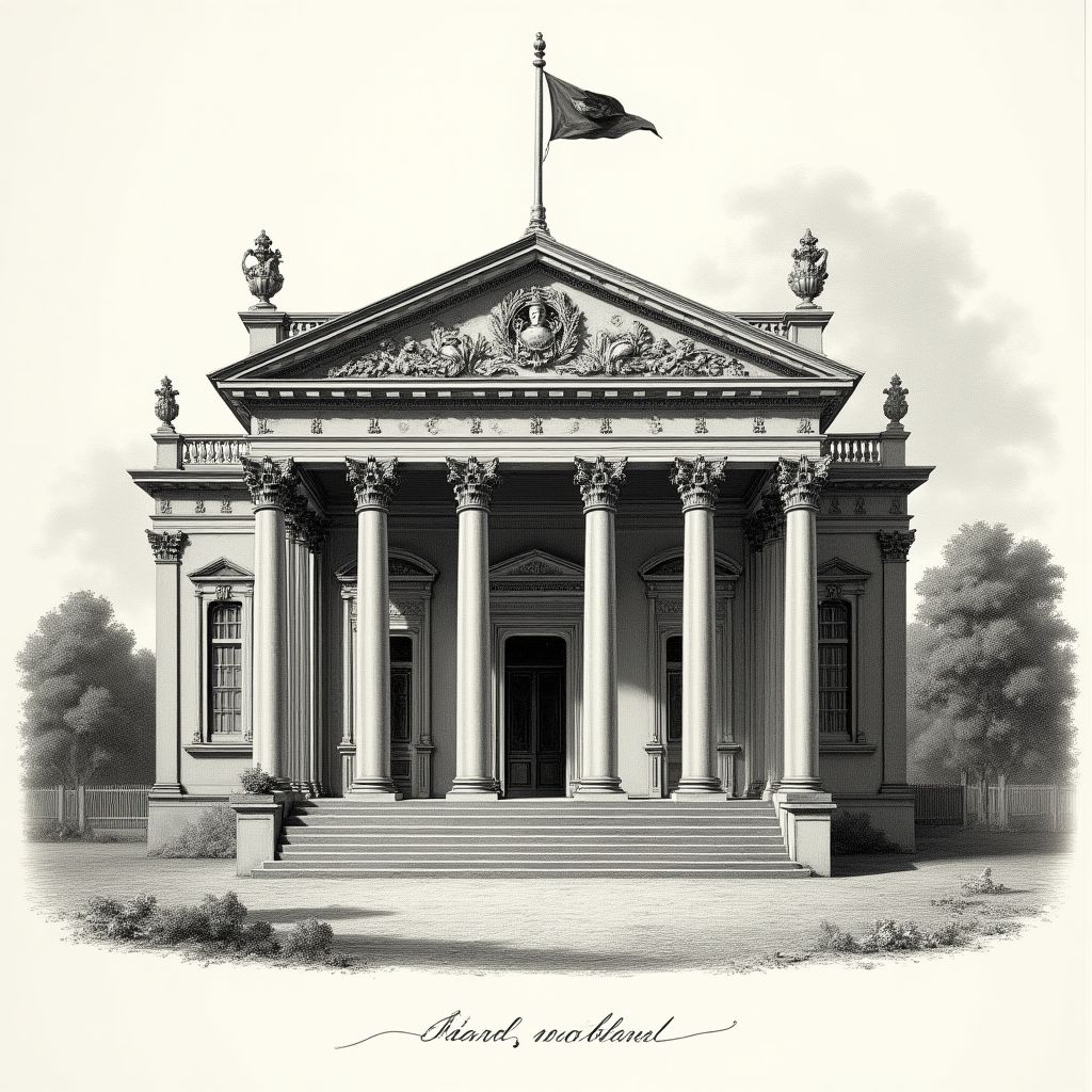 Ilustración histórica del primer banco en Argentina